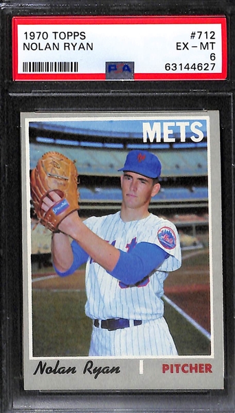 Lot of (2) 1970 Topps Nolan Ryan #712 Cards - Graded PSA 6 and PSA 6.5
